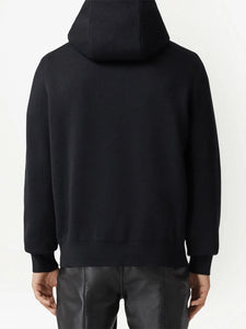 logo-intarsia drawstring hoodie