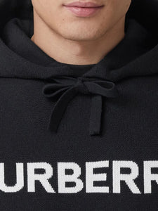 logo-intarsia drawstring hoodie
